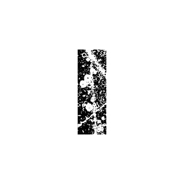 Painted letter I. Abstract handmade sans serif typeface. Distress textured font. Ink splatter surface trace. Vector stock illustration EPS 10. Isolated on white.