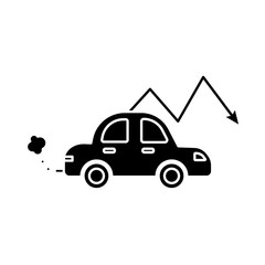 Sticker - car polluting with arrow down flat style