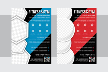 Wall Mural - vector horizontal layout design template for fitness center or other sport event. gym flyer template