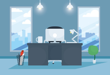 Sticker - office workplace with desktop scene