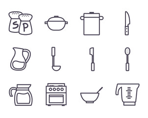 Poster - Isolated kitchen and cook gradient style icon set vector design