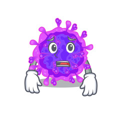 Wall Mural - Cartoon picture of alpha coronavirus showing anxious face