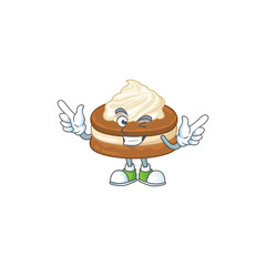 Wall Mural - Funny white cream alfajor cartoon design style with wink eye face