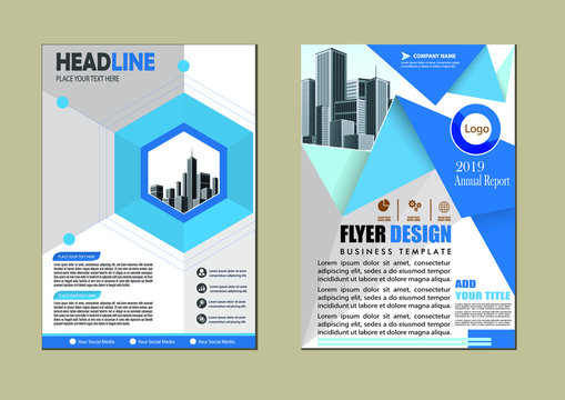 Brochure design, cover modern layout, annual report, poster, flyer in A4 with colorful triangles, geometric shapes for tech, science, market with light background