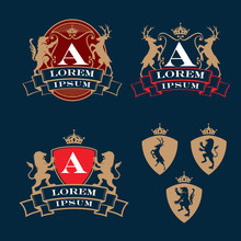 Crest, COat Of Arms, Heraldry Theme Logo Set