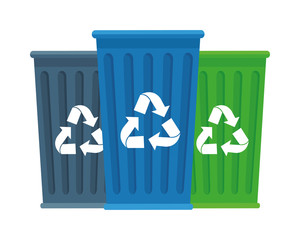 Poster - garbage recycle bins isolated icons