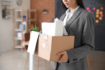 Sticker - Fired woman with personal stuff in office