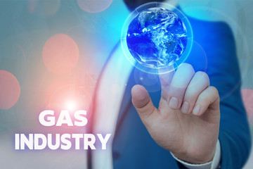 Poster - Text sign showing Gas Industry. Business photo showcasing global processes exploration and selling of petroleum products Elements of this image furnished by NASA