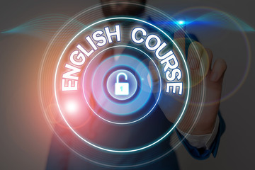 Poster - Text sign showing English Course. Business photo showcasing courses cover all levels of speaking and writing in english