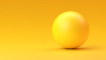 Yellow Sphere With Shadow On Yellow Gradient Background