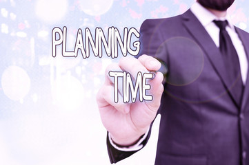 Fototapete - Text sign showing Planning Time. Business photo showcasing Exercising mindful control of time spent on specific activity