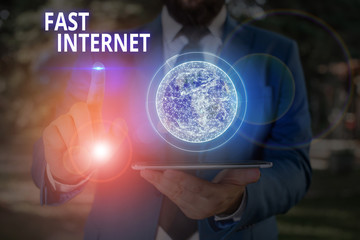 Poster - Writing note showing Fast Internet. Business concept for term used for Internet service that is faster than the average Elements of this image furnished by NASA