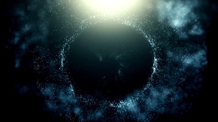 travelling through warp tunnel or space galaxy with blue shiny stars