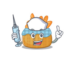 Sticker - Friendly nurse of bread basket mascot design holding syringe