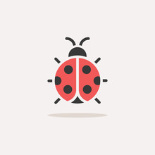 Ladybug. Color Icon With Shadow. Animal Vector Illustration