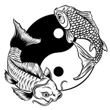 Yin Yang Koi Fish Vector Illustration Art