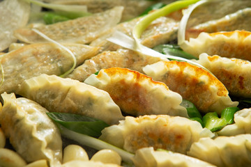 Canvas Print - Pan fried dumpling with scallion and garlic