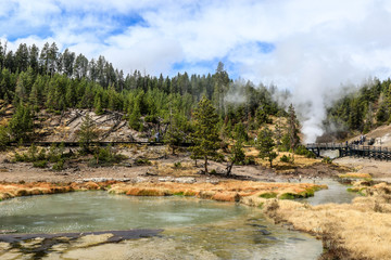 Sulfur Water Points in the Yellowstone National Park, USA