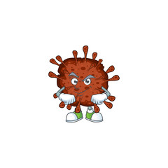 Sticker - An icon of infection coronavirus mascot design with confident gesture