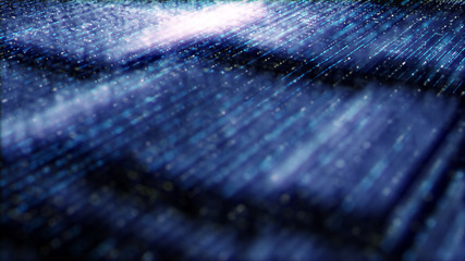 Poster - Futuristic digital generated image abstract matrix particles de-focus grid in cyber space digital background environment