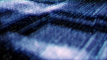 Poster - Futuristic digital generated image abstract matrix particles de-focus grid in cyber space digital background environment