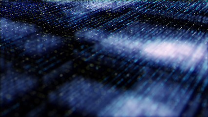 Poster - Futuristic digital generated image abstract matrix particles de-focus grid in cyber space digital background environment