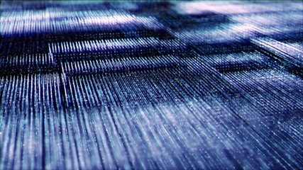 Poster - Futuristic digital generated image abstract matrix particles de-focus grid in cyber space digital background environment