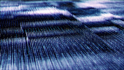 Poster - Futuristic digital generated image abstract matrix particles de-focus grid in cyber space digital background environment