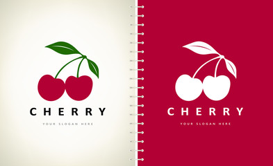 Wall Mural - Cherry logo vector. Food berry design.