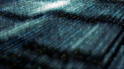 Poster - Futuristic digital generated image abstract matrix particles de-focus grid in cyber space digital background environment