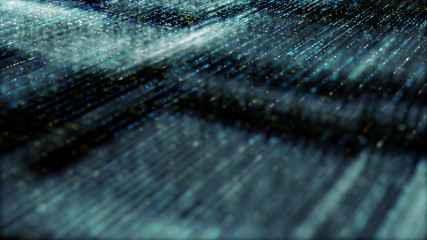 Poster - Futuristic digital generated image abstract matrix particles de-focus grid in cyber space digital background environment