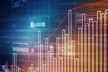 Poster - 2d rendering Stock market online business concept. business Graph 