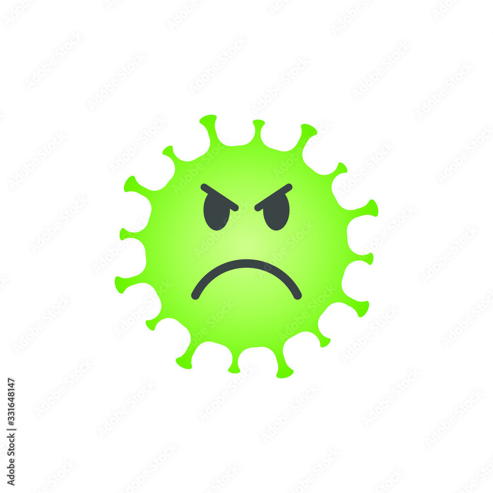 Angry virus face icon. Coronavirus disease symbol. Influenza epidemic ...