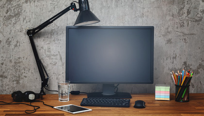 Home workplace - desk with computer