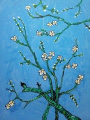  Art oil painting Fine art color Leaf   cherry blossom flower   thailand , van Gogh