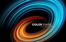 Color Bright Swirl Organic 3d Shape. Colored Flow Trend Design For Web Pages, Posters, Flyers, Booklets, Magazine Covers, Presentations. Vector Illustration