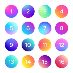 Poster - colorful gradient with number. vector set of shape circle and round, full glowing colored numerical 