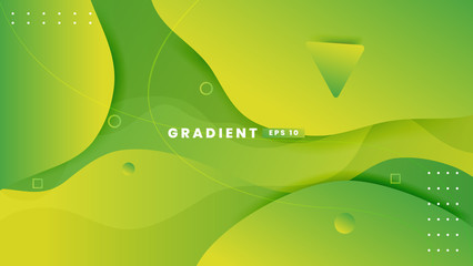 Abstract background with geometric shapes. Dynamic abstract composition Vector illustration. Design element for web banners, posters, green and yellow