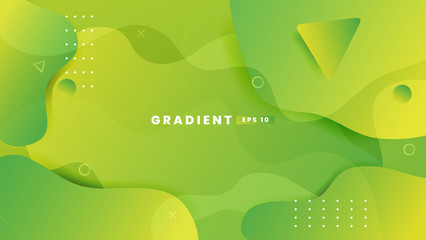 Abstract background with geometric shapes. Dynamic abstract composition Vector illustration. Design element for web banners, posters, green and yellow