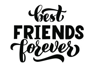 best friends forever - vector lettering of hand drawn. bff hand lettering. slogan, phrase or quote. 