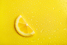 Lemon Slice On Yellow Background