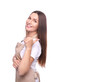 © LumenSt - Young woman in apron isolated on white background
