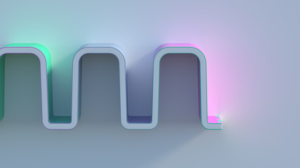 Poster - 3d render of colorful wave on bright background plane. bright gamma. purple, blue and cyan gradient.
