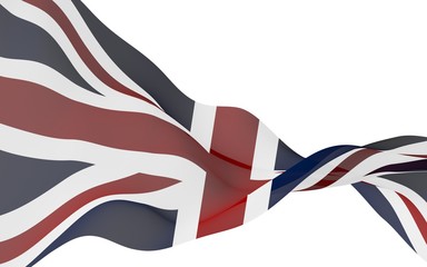 Waving flag of the Great Britain. British flag. United Kingdom of Great Britain and Northern Ireland. State symbol of the UK. 3D illustration