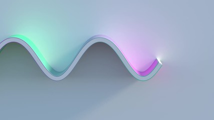 Poster - 3d render of colorfull wave on bright background plane. bright gamma. purple, blue and cyan gradient