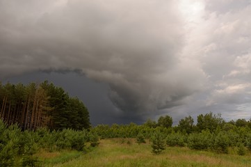 cloudy clouds over the river in summer