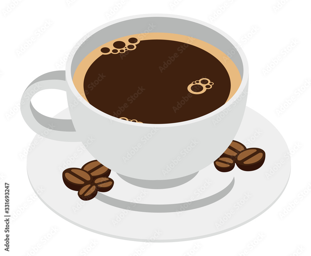 コーヒーカップとコーヒー豆のイラスト Aroma Poster Aro 政樹 吉井