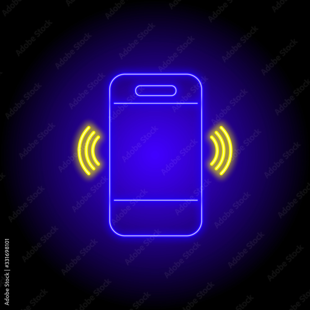 vector neon flat design icon of vibrant mobile phone icon symbol Stock ...