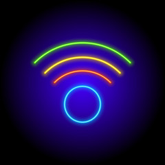 vector neon flat icon of colorful wi fi symbol