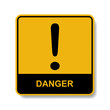 Yellow warning sign , danger , vector.
